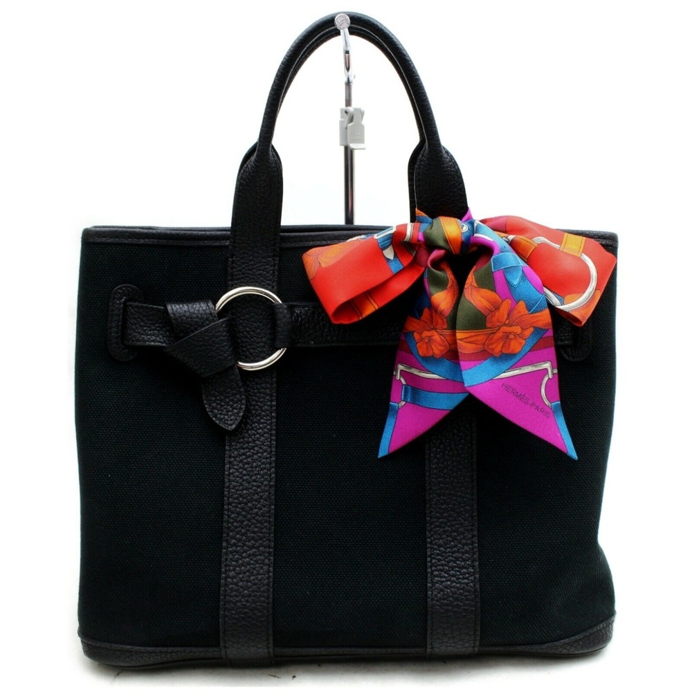 Hermes Bag Ceinture Black Canvas and Leather Tote